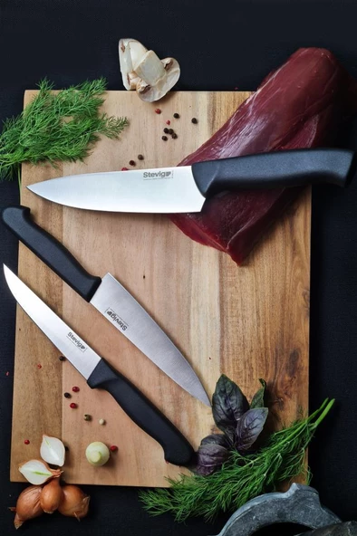 Stevig Cut 4 Chef's Kitchen Şef ve Sebze Bıçak Seti 17,5 Cm 15 Cm ve 12,5 Cm ST-400.001 - ST-400.002 - ST-400.003 - 5