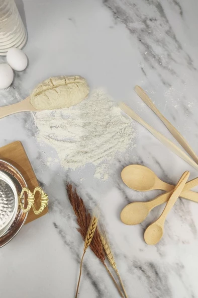 Digithome 5 Parça Doğal Ahşap Mutfak Gereçleri ve Hamur Seti - SML001 C1-1-207 - 2