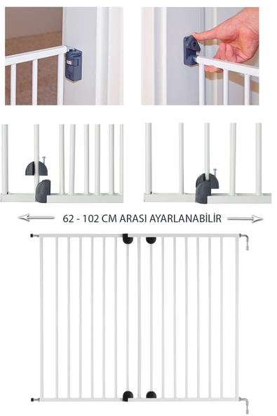 Wellgro 62-102 cm Metal Uzayan Güvenlik Kapısı Beyaz - 3