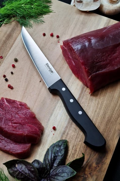 Stevig Pro Mutfak ve Et Bıçağı Siyah 13 cm ST-400.011