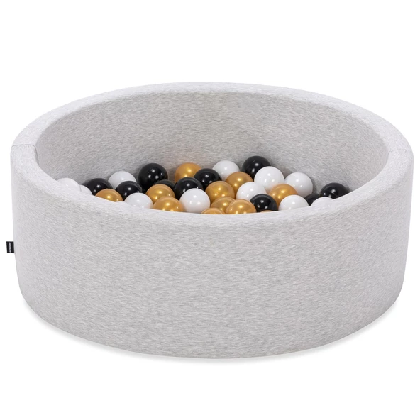 Wellgro Bubble Pops Açık Gri Sünger Top Havuzu / Gold, Beyaz, Siyah Toplu - Resim 2