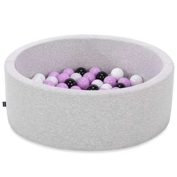 Wellgro Bubble Pops Açık Gri Sünger Top Havuzu / Lila, Beyaz, Siyah Toplu - 2