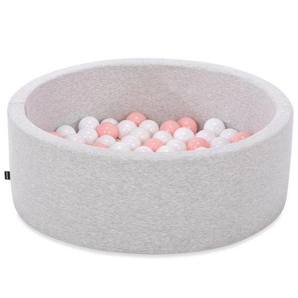 Wellgro Bubble Pops Açık Gri Sünger Top Havuzu / Beyaz, Beyaz, Pembe Toplu - 2