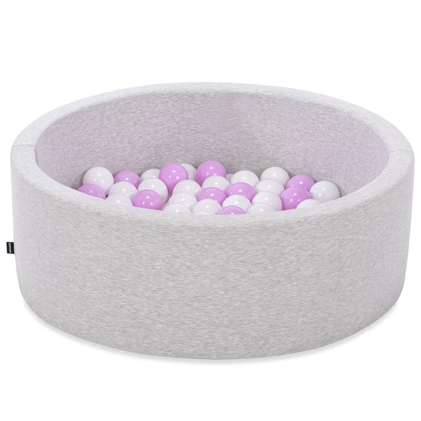 Wellgro Bubble Pops Açık Gri Sünger Top Havuzu / Beyaz, Beyaz, Lila Toplu - Resim 2