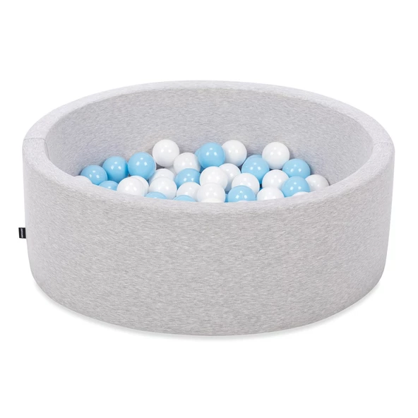 Wellgro Bubble Pops Açık Gri Sünger Top Havuzu / Beyaz, Beyaz, Mavi Toplu - Resim 2