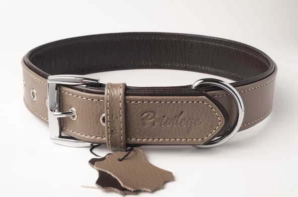 Privilege Flotter Hakiki Deri Köpek Boyun Tasması XXS Toprak Rengi Kahverengi 2,5x22-30 cm