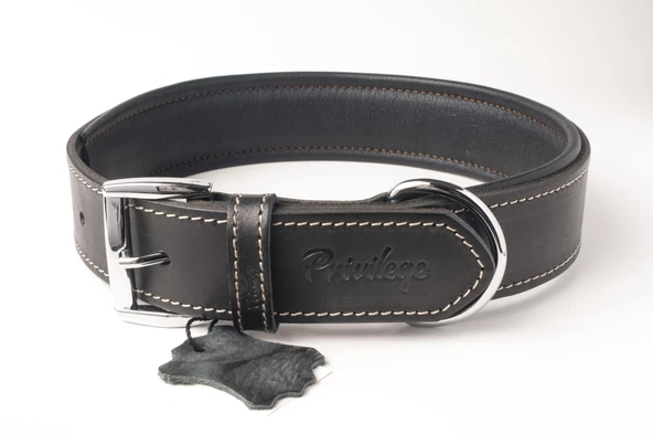 Privilege Hakiki Yağlı Deri Köpek Boyun Tasması L Siyah 3x47-56 cm ürün görseli 1