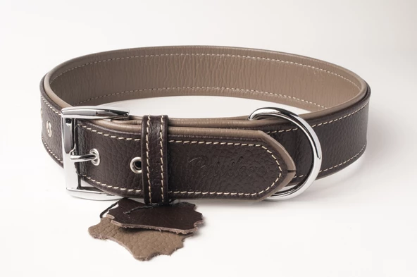 Privilege Flotter Hakiki Deri Köpek Boyun Tasması XL Kahverengi Toprak Rengi 4x54-64 cm