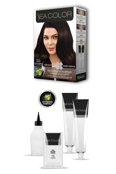 2 Tüp Krem Saç Boyası Seti Koyu Kahve No:3.0 - 2