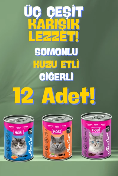 Hobi Maxicat Karışık Kedi Konserve 400 Gr X 12 Adet