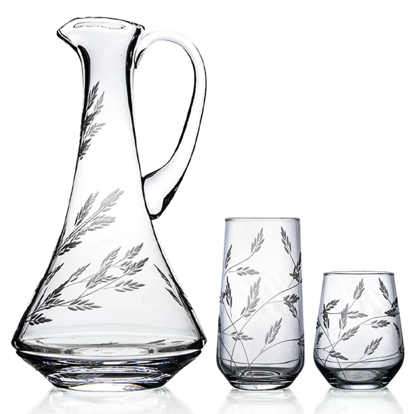 Decocia Kazaan  13 Parça 6 Kişilik  Bardak Seti Dik Karaflı Sürgün Desenli ürün görseli