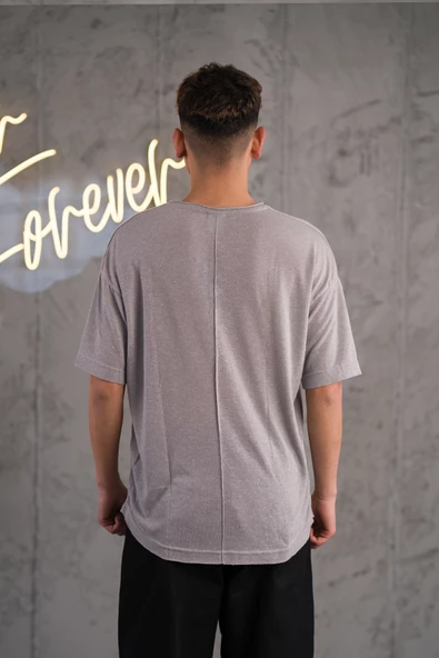 OVERSİZE BİSİKLET YAKA LİKRALI ERKEK YAZLIK T-SHİRT - Resim 8