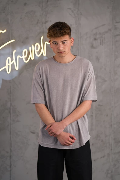 OVERSİZE BİSİKLET YAKA LİKRALI ERKEK YAZLIK T-SHİRT - Resim 5