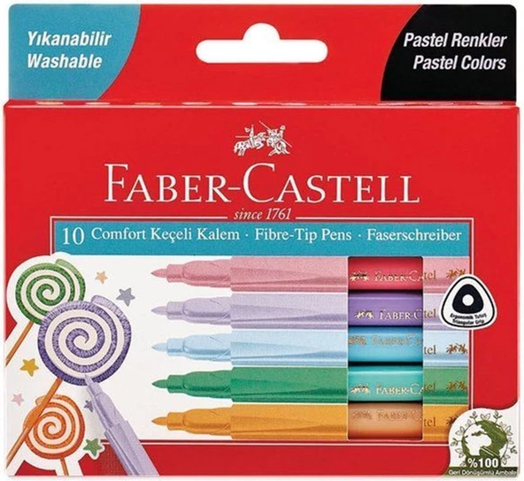 Faber-Castell Faber Castell Comfort Keçeli Kalem Pastel Renkler 10 Lu ürün görseli 1