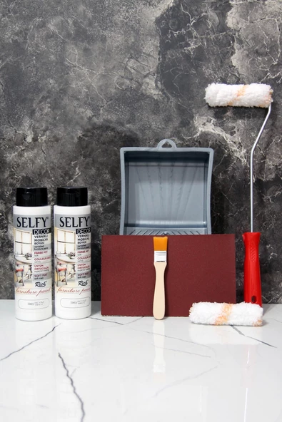 Rich Selfy Decor 1000 cc Beyaz Kendinden Vernikli Dolap Boyama Seti Ahşap Mobilya Boyası - 2