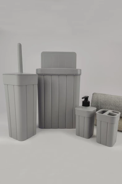 Digithome 4 Parça Fitilli Banyo Seti Gri - KIRANDA 6 C320.037 - 3