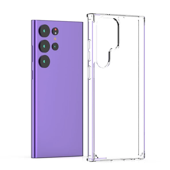 Gpack Samsung Galaxy S23 Ultra Kılıf Coss Şeffaf Sert SilikonFull Ekran Koruyucu