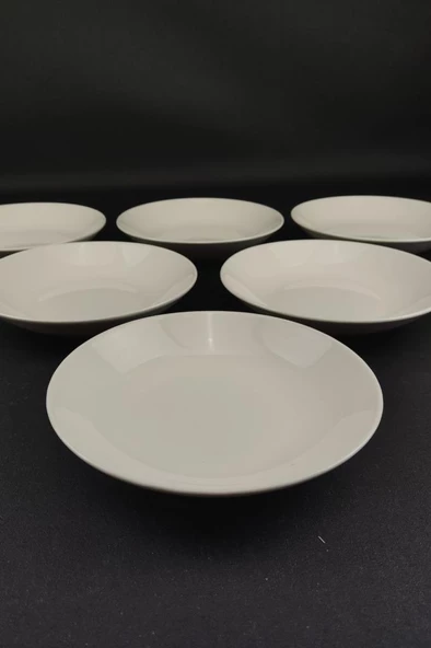 Digithome 6’lı Deniz Form Porselen Çukur Tabak Yemek Tabağı Seti 19 Cm Krem – TL4037010 C320.003 - 5