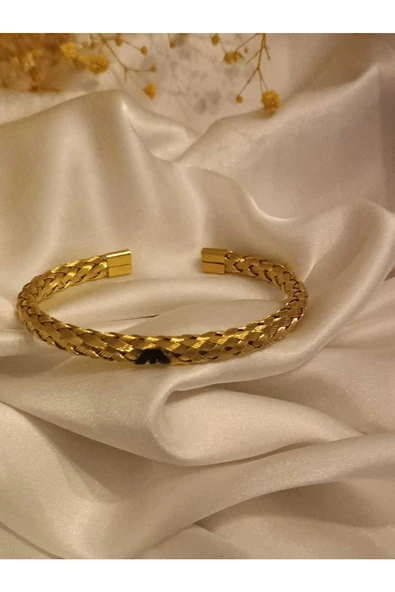 Hasır Çelik Altın Kaplama Bileklik - Resim 2