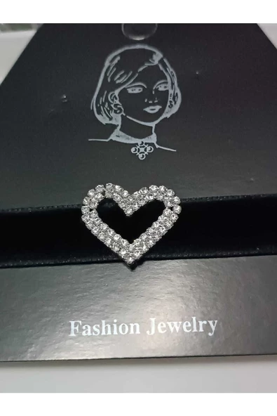 Zirkon Taşlı Choker Boş Kalp Detay Kadife Tasma Kolye - 2