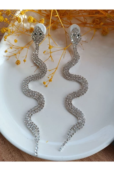 Şık Kokoş Yılan Elti Küpesi Abiye Küpe