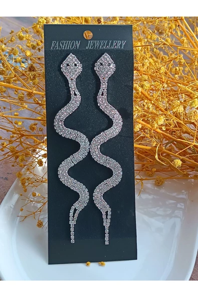 Şık Kokoş Yılan Elti Küpesi Abiye Küpe - 3