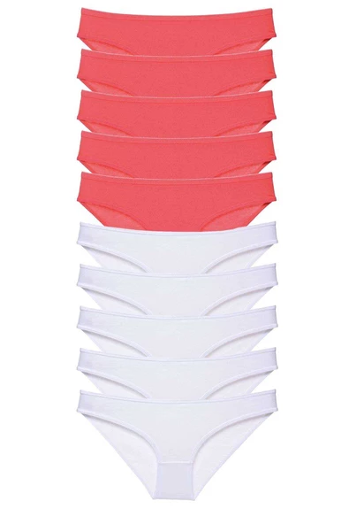 10 adet Eko Set Likralı Kadın Slip Külot Fuşya Beyaz ürün görseli 1