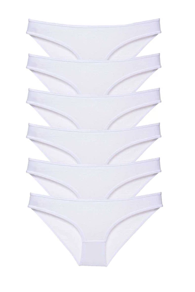 6 adet Süper Eko Set Likralı Kadın Slip Külot Beyaz ürün görseli 1