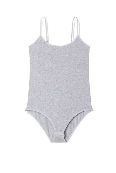 İp Askılı Kadın Çıtçıtlı Body Gri - Resim 2