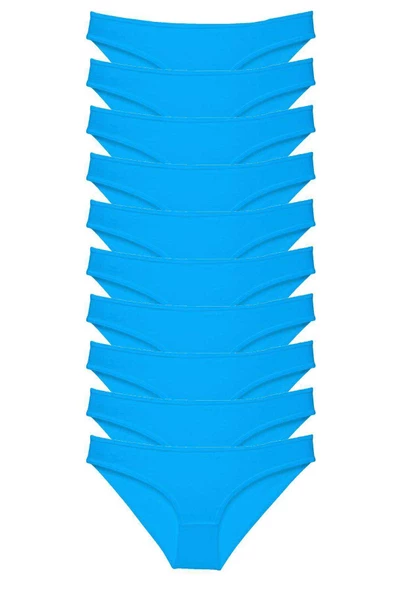 10 adet Süper Eko Set Likralı Kadın Slip Külot Mavi ürün görseli 1