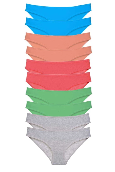 10 adet Süper Eko Set Likralı Kadın Slip Gri Pudra Yeşil Fuşya Mavi ürün görseli 1