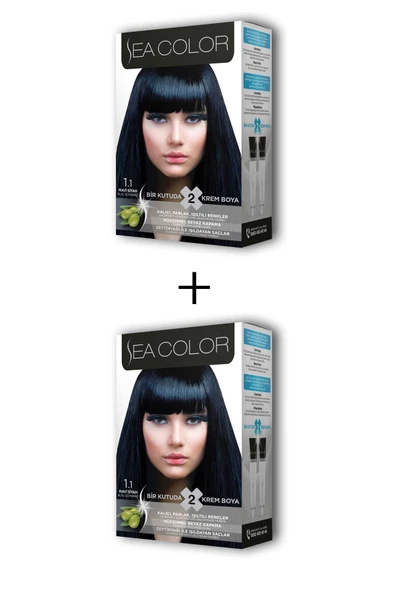 2X2 Tüp Krem Saç Boyası Seti Mavi Siyah No:1.1 ürün görseli
