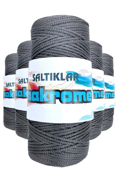 5 Adet Polyester Makrome İpi 420 Koyu Gri 100 gr ürün görseli 1