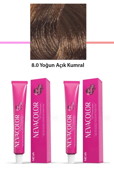2 li Set Premium 8.0 Yoğun Açık Kumral - Kalıcı Krem Saç Boyası 2 X 50 g Tüp - 1