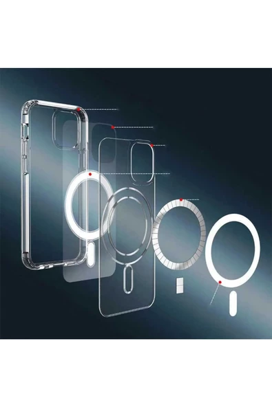 Iphone 14 Pro Max Kılıf Kamera Lens Korumalı Magsafe Destekli Şeffaf Darbe Emici Sert Kapak - 4