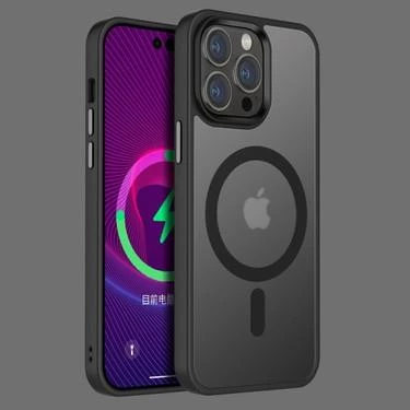 iPhone 14 Magsafe Şarj Özellikli Buzlu Sert Kılıf - Resim 3