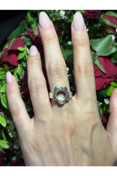 Farklı Tarz Çiçek Çelik Yüzük - Resim 3