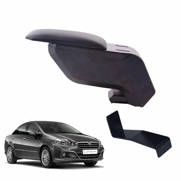 3 Tıkla Fiat Linea 2014 Delmesiz Çelik Ayaklı Siyah Kolçak Kol Dayama