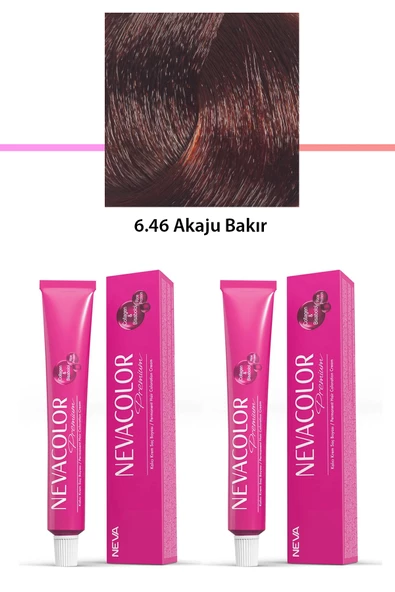 2 li Set Premium 6.46 Akaju Bakır - Kalıcı Krem Saç Boyası 2 X 50 g Tüp ürün görseli