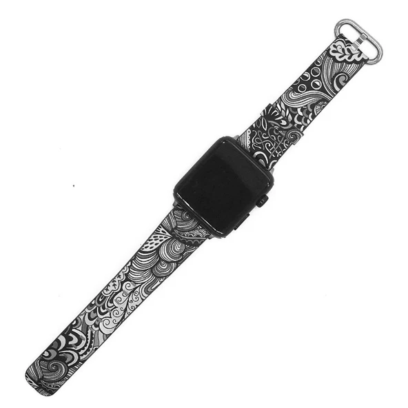 Çiçek Desenli Apple Watch 7 6 5 4 3 42-44 Mm Kordon Kayış Sk06 - 5