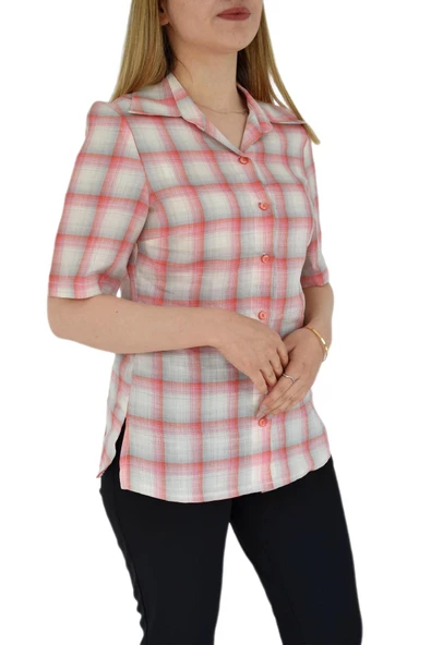 Kadın Kısa Kol Gömlek BGL-ST02882 - 4