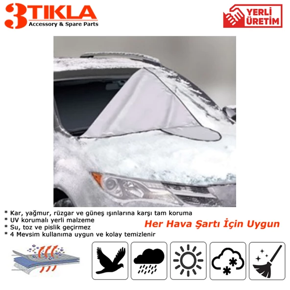 Pratik Ön Cam İçin 4 Mevsim Kullanımlı, Su, Kar, Çamur, Buz ve Toz dan Koruyan Miflonlu Koruyucu Cam Örtüsü - 2