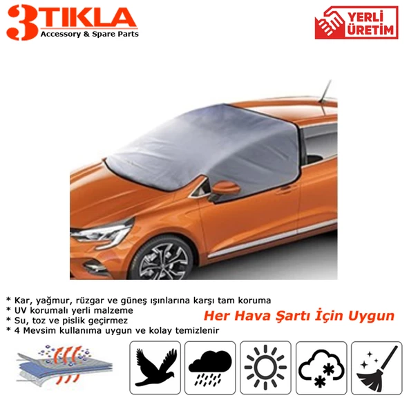 Pratik Çeyrek Branda 4 Mevsim Kullanımlı, Su, Kar, Çamur, Buz ve Toz dan Koruyan Miflonlu Koruyucu araç Örtüsü - 2