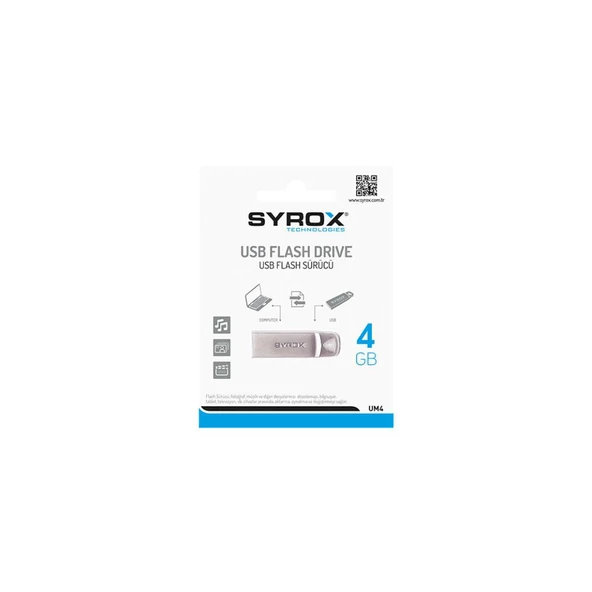 Syrox UM4 Metal USB Flash Bellek 4GB, USB 2.0 - 2