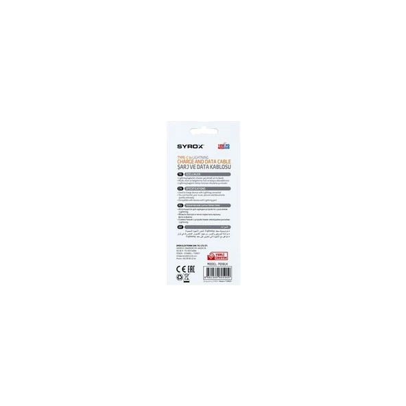 Syrox PD18LK Type-c to Lightning 1m / 18W PD 3.0A Şarj ve Data Kablosu - 3