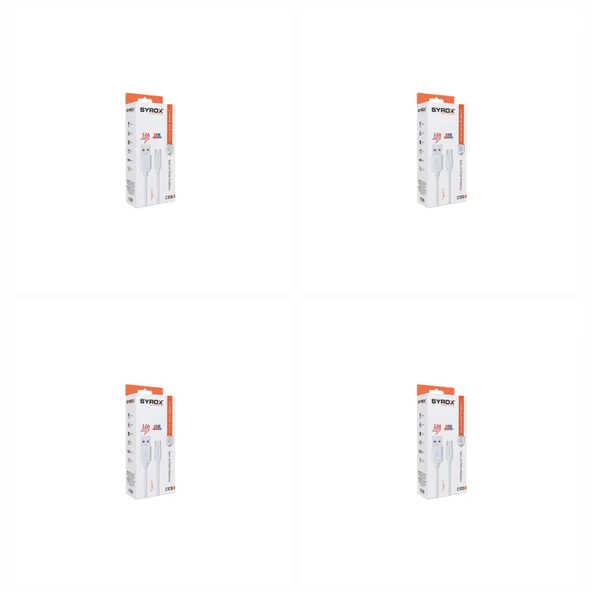4 Adet - Syrox C109 Type-C Quick Şarj Kablosu, Data Kablosu 3.0A 18W