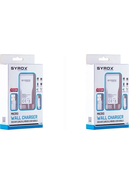 2 Adet - Syrox J15 Micro Usb Şarj Aleti 2.0 Amper