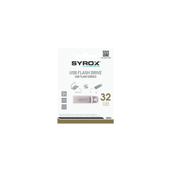 Syrox UM32 Metal USB Flash Bellek 32GB, USB 2.0 - 2