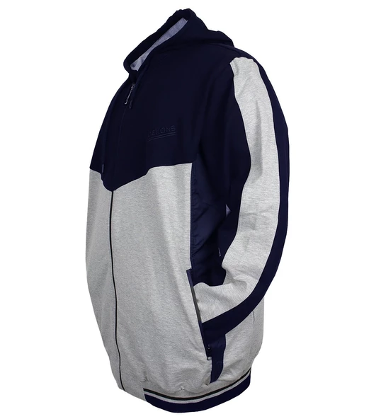 Erkek Büyük Beden Kapşonlu Eşofman Takımı Gri-Laci 7XL-10XL - 3