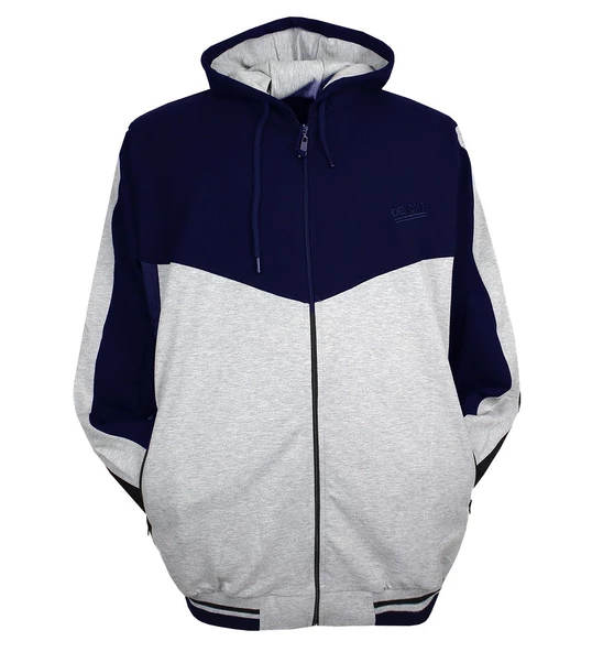 Erkek Büyük Beden Kapşonlu Eşofman Takımı Gri-Laci 7XL-10XL - 2